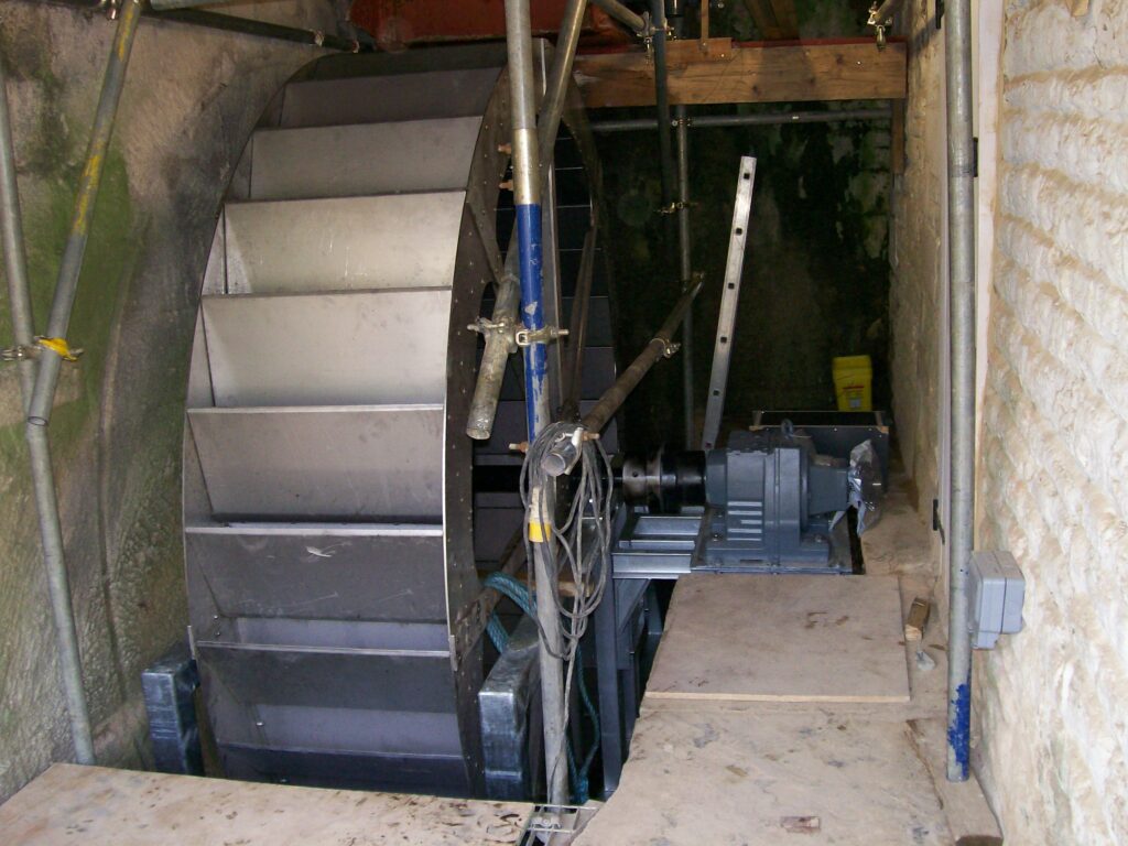 Large Overshot Water Wheel Installed